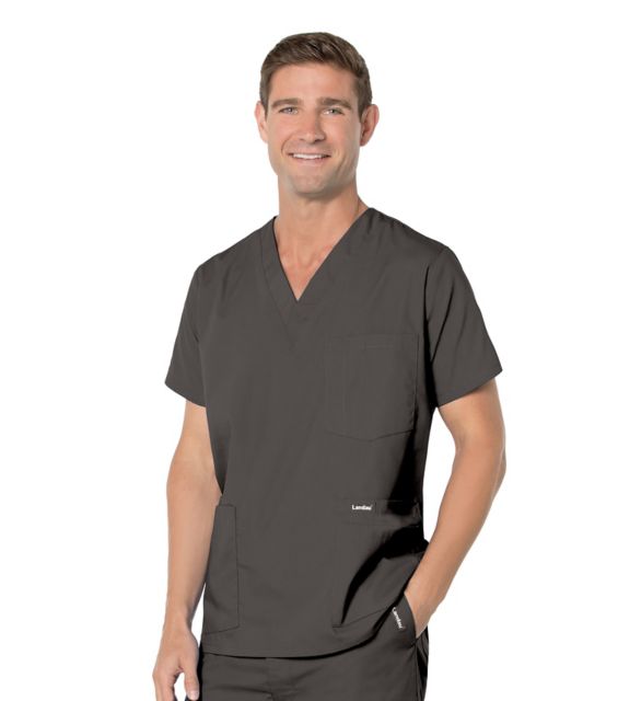 MENS 5 POCKET SCRUB BLACK LGE