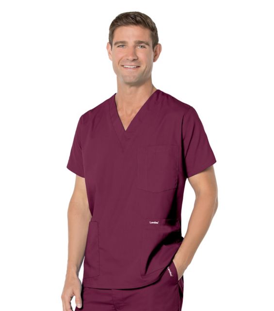 Men's 5 Pocket Scrub Top Wine XXL