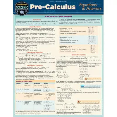 PRE-CALCULUS EQUATIONS &amp; ANSWER - New (SKU: 19701340)