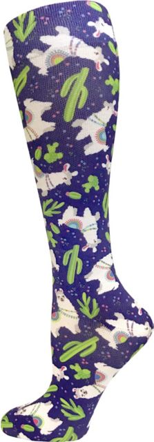 12IN SOFT COMFORT COMPRESSION SOCKS-LLAMAS PURPLE