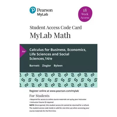 MyLab Math with Pearson eText Access Code for Calculus for Business, Economics, Life Sciences, and Social Sciences